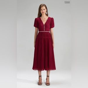 Burgundy Self-Portrait midi dress. New, with tags.